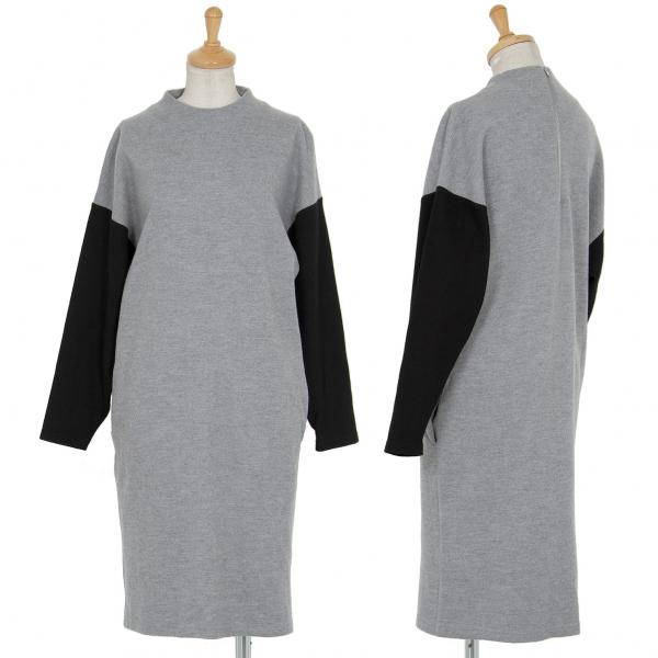 美しい ハイクhyke ウール袖切替バックジップワンピース グレー黒1 レディース 期間限定価格 Www Skylanceronline Com