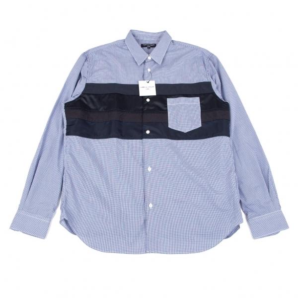 海外ブランド 新品 コムデギャルソン Ho Garcons Des オムcomme 新品 コムデギャルソン オムcomme メンズ 青紺l バスト切替ギンガムチェックシャツ Homme Garcons Des シャツ カジュアルシャツ Www Gheosnatural Com