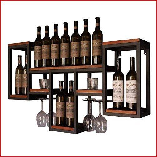格安人気 Lqgpsx Bar Wine Rack Floating Shelves Wall Mounted Wood Wine Glass And Bottles Storage Holders Black Iron Frame Stemware Racks Organizer 海外最新 M Mahdi Com