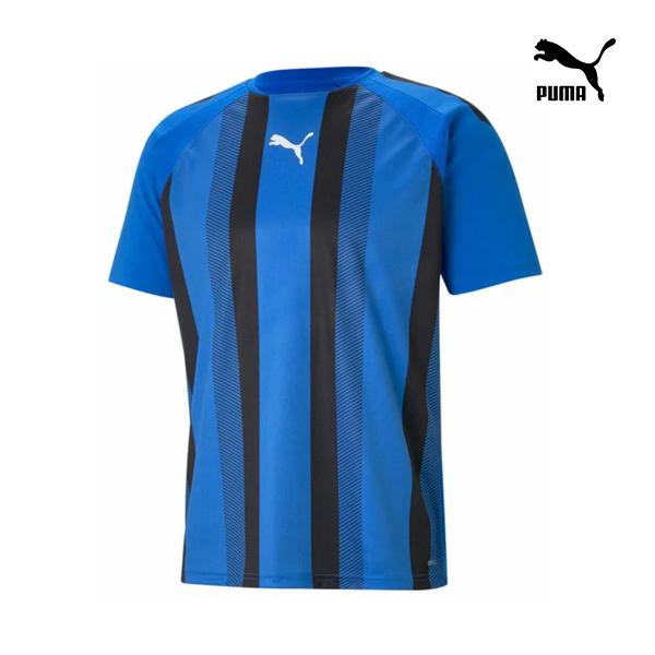 PUMA プーマ キッズ ジュニア サッカー シャツ TEAM LIGA ゲームシャツ ブルー ブラック 705147 02 120-160cm｜playingassist