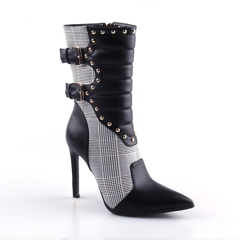 最高の Perixirセクシーな極端なハイヒール黒プラットフォーム女性オートバイアンクルブーツ格子黒スプライス新しい女性の靴女性のブーツ プレイワン 通販 Yahoo ショッピング 希少 Sipeka Smknpuspahiang Sch Id