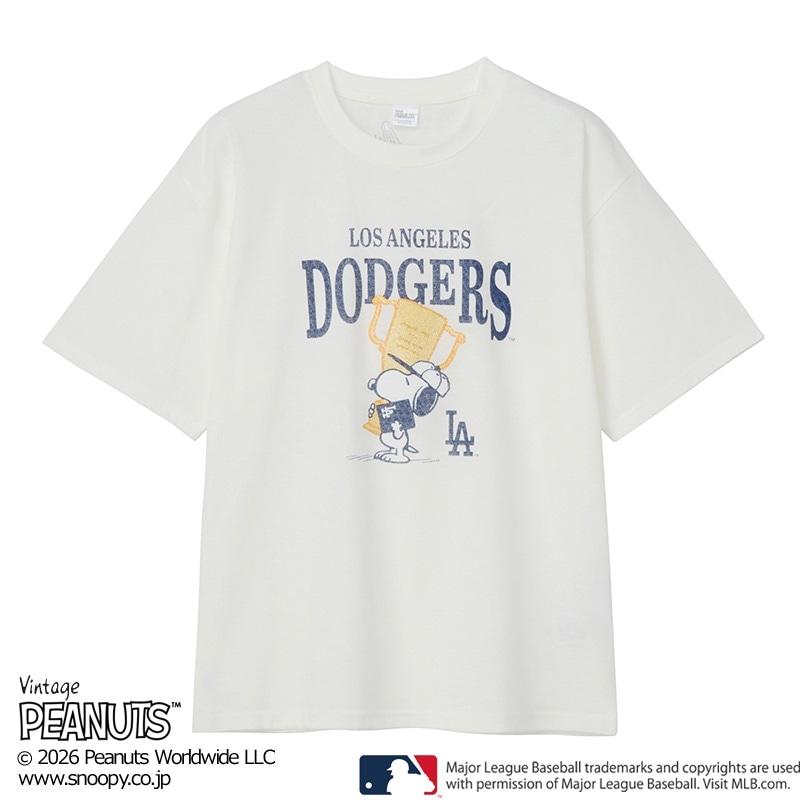 MLB×スヌーピー PEANUTS Tシャツ ロサンゼルス・ドジャース : PLAZA