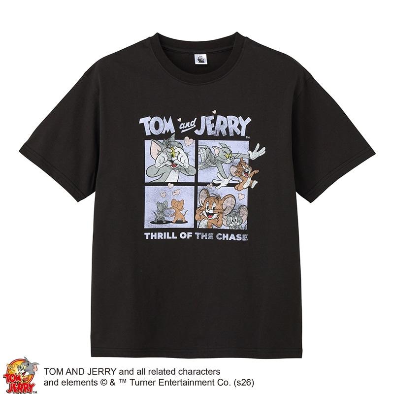TOM and JERRY / トムとジェリー Tシャツ ブラック (ワイドシルエット 