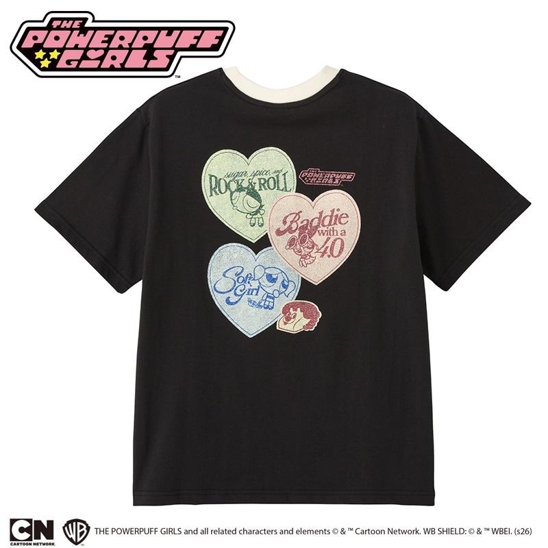 THE POWERPUFF GIRLS / パワーパフ ガールズ リンガーTシャツ ブラック
