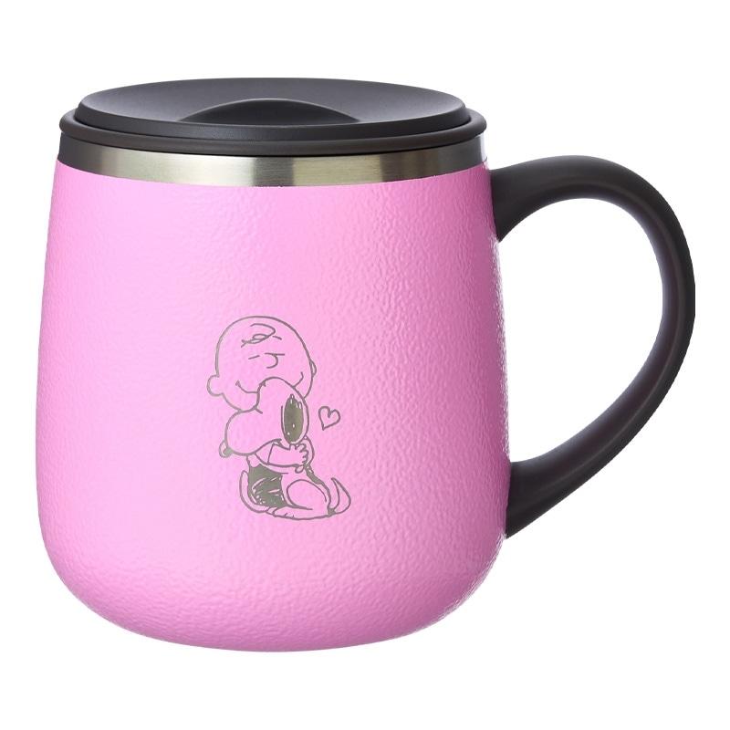 SNOOPY（スヌーピー） PEANUTS 蓋つきステンレスマグ SHORT ピンク
