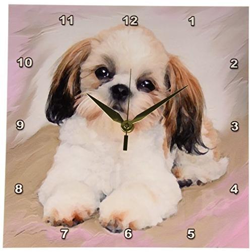 3dローズ 犬 掛け時計 壁掛け時計 シーズー X シーズー 子犬 X 壁時計 約25 X