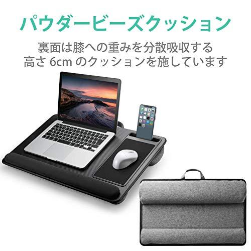 エレコム ノートPCテーブル マウスパッド付 リストレスト付 スマホスタンド付 ハンドル付 17インチ 幅575×奥行360×高さ60mm 耐荷｜plaza-unli｜03