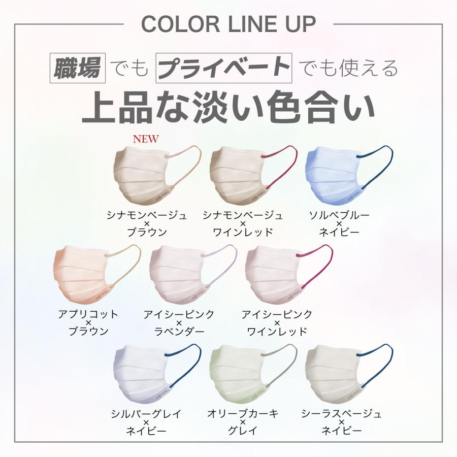 マスク 不織布 日本製 バイカラー 7枚 ふつう/小さめ 個包装 公式 ROKI