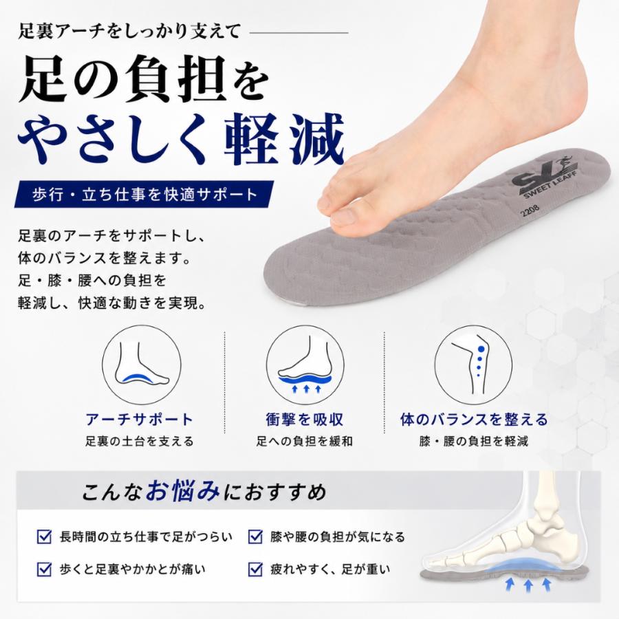 ✦26.5-27cm スポーツインソール 衝撃吸収 立ち仕事 中敷き Sweetleaff インソール 安全靴 【大きいサイズ 27〜29cm】 衝撃吸収