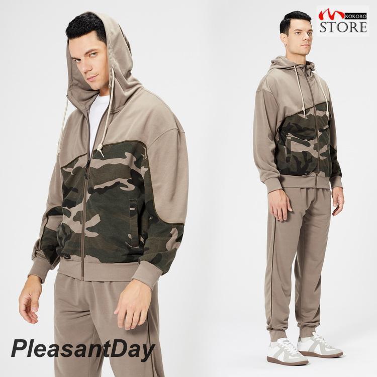 スウェット上下セット メンズ ジップパーカー+ジョガーパンツ