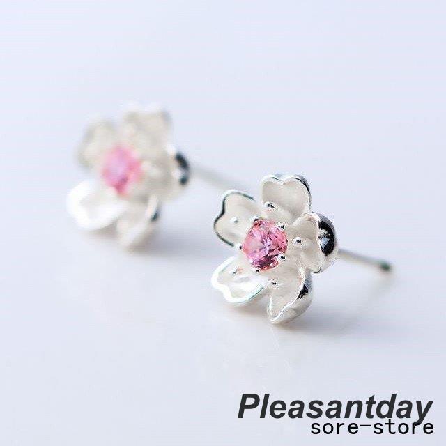 ピアス レディース お花 桜 さくら シルバー925/プラチナ仕上げ 大人可愛い  春 嫁 娘 女性 プレゼント ギフトの画像