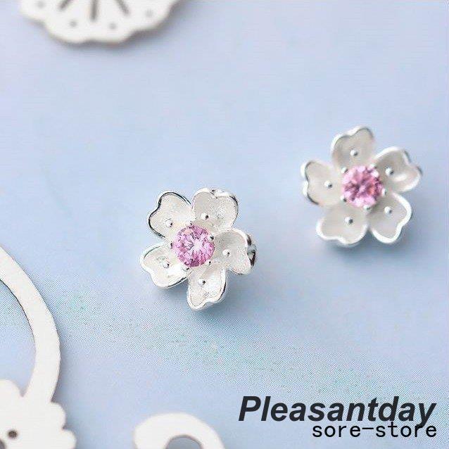 ピアス レディース お花 桜 さくら シルバー925/プラチナ仕上げ 大人可愛い  春 嫁 娘 女性 プレゼント ギフトの画像