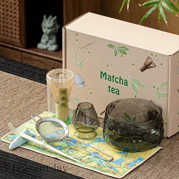 茶道具セット 7点セット ガラス 抹茶セット 茶碗 茶筅 茶杓 茶巾