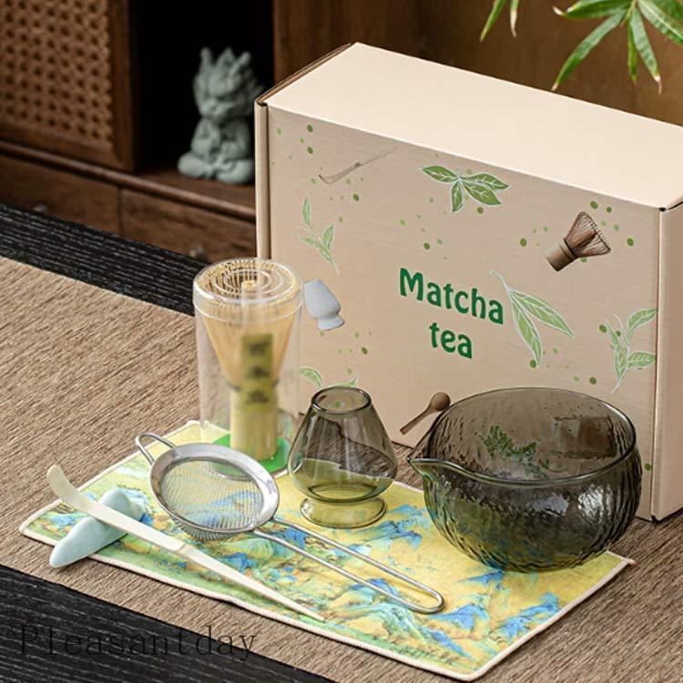 茶道具セット 7点セット ガラス 抹茶セット 茶碗 茶筅 茶杓 茶巾
