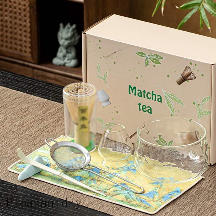 茶道具セット 7点セット ガラス 抹茶セット 茶碗 茶筅 茶杓 茶巾
