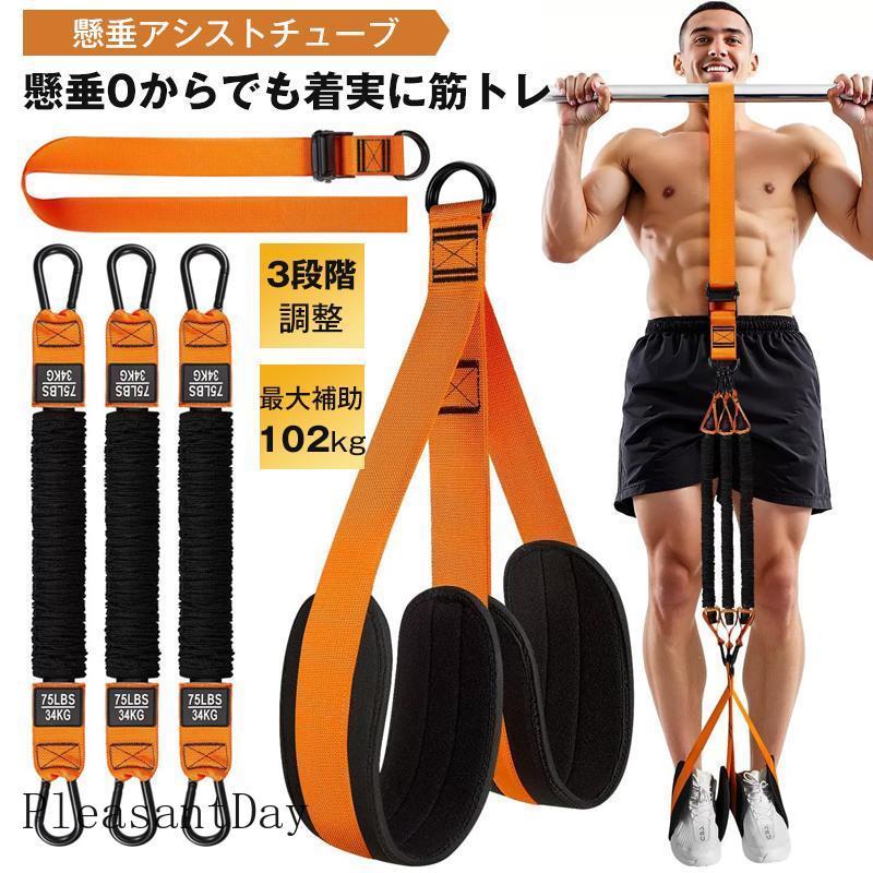 懸垂 補助 アシスト チューブ 3段階調節可能 筋トレ 懸垂バー 懸垂 