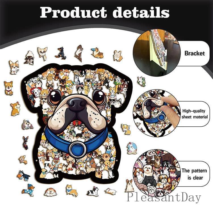 木製パズル 犬 ジグソーパズル 犬型 いぬ イヌ 立体パズル 木製 動物
