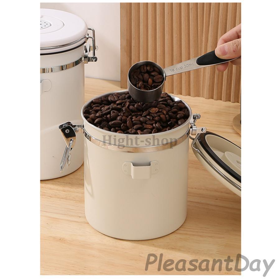 キャニスター コーヒー豆保存容器 スプーン付き 日付き記録 密封缶