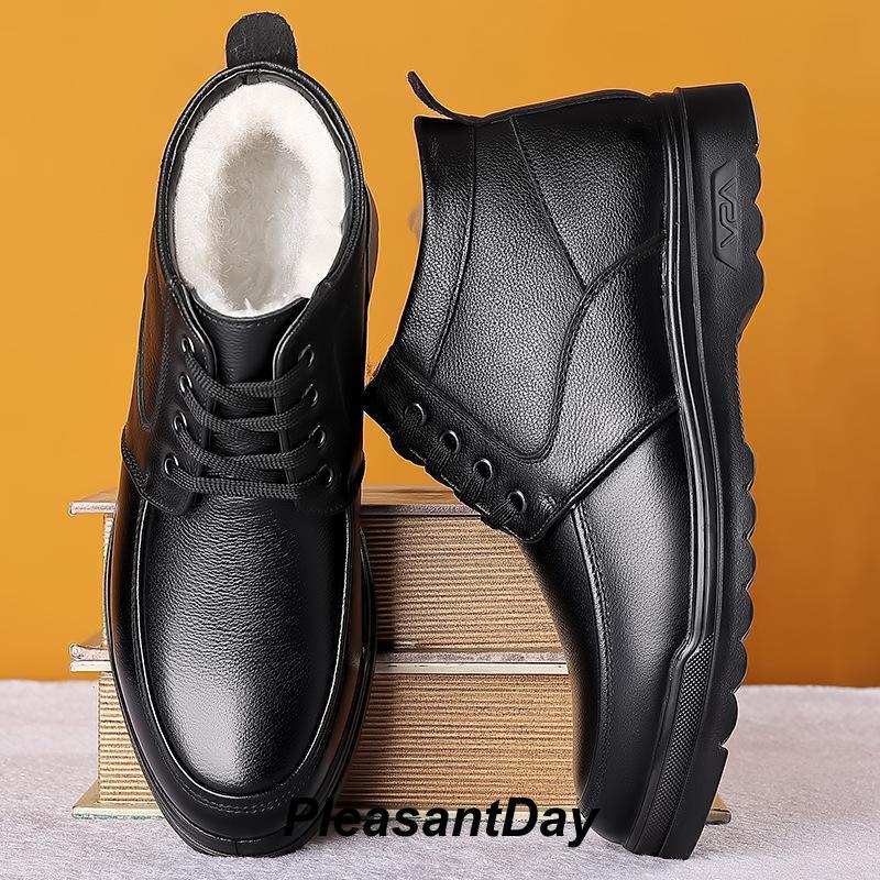 ビジネスブーツ メンズ ハイカット 裏起毛 スノーブーツ 保温 冬靴