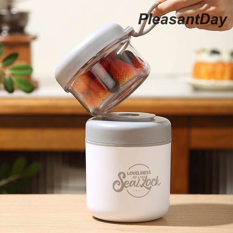 二段式 スープジャー 持ち手付き 大容量 ステンレス 保温 保冷 お弁当