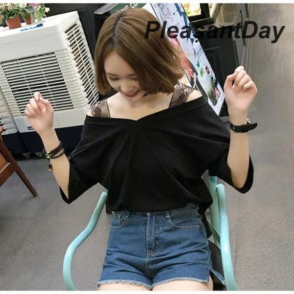 オフショルダー トップス 半袖 肩出し 肩あき 5分袖 tシャツ