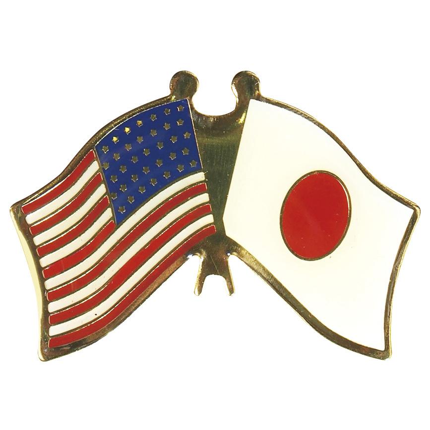 通常便なら送料無料 ピンバッチ アメリカ 日本 国旗 星条旗 日章旗 日の丸 ACP106-100 自衛隊グッズ