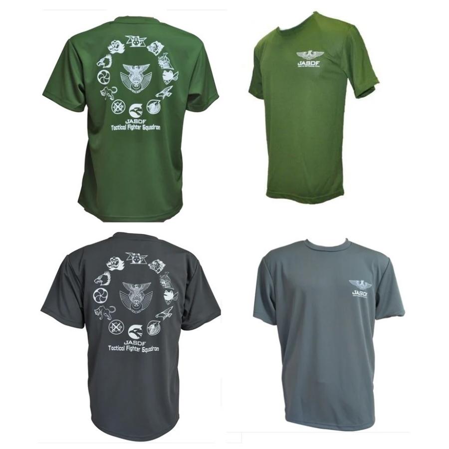 Tシャツ 航空自衛隊 空自戦闘機部隊マーク 半袖 ドライ ダークグレー