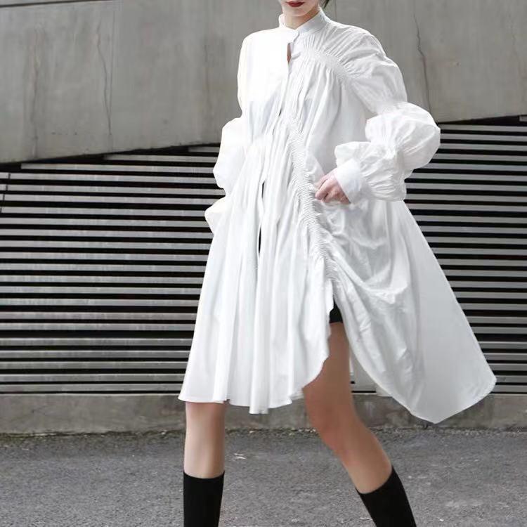Estella.K 前開き総レースシャツワンピース 白 フリーサイズ フレア Estella.K｜エステラケー（レディース）のワンピース（ホワイト
