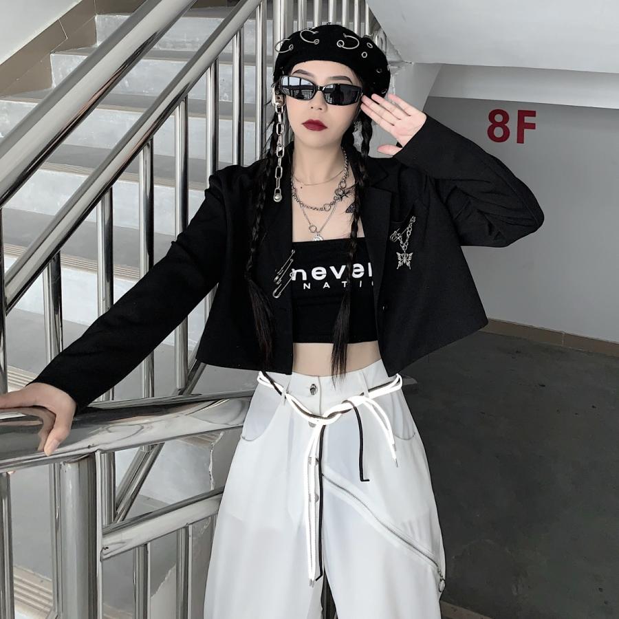 韓国 服 レディース トップス 黒 アウター ジャケット 黒 フォーマル ダブル テーラードジャケット 黒 レディース 韓国 ファッション ビッグ