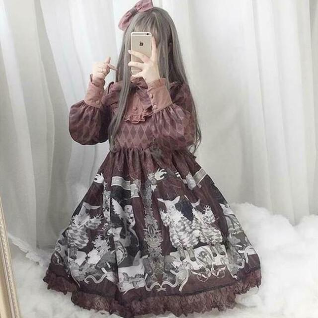 ロリータファッション ワンピース レディース ゴスロリ 膝丈 ドレス