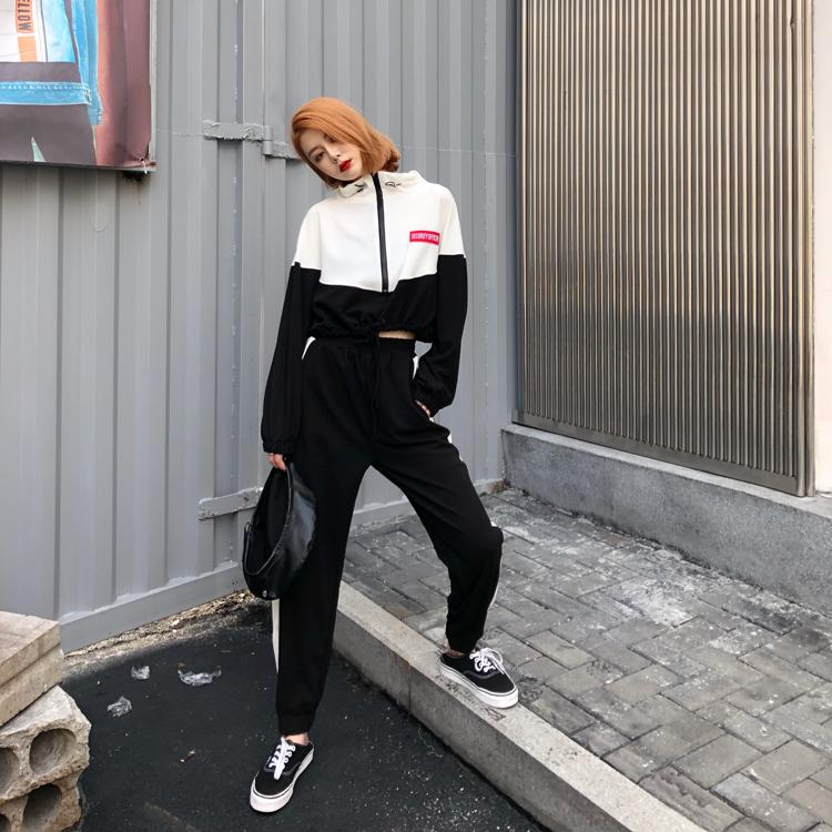 セットアップ 上下 ジャージ パンツ ブラック ストリート 韓国 セットアップ レディース ジャージ 上下セット 韓国