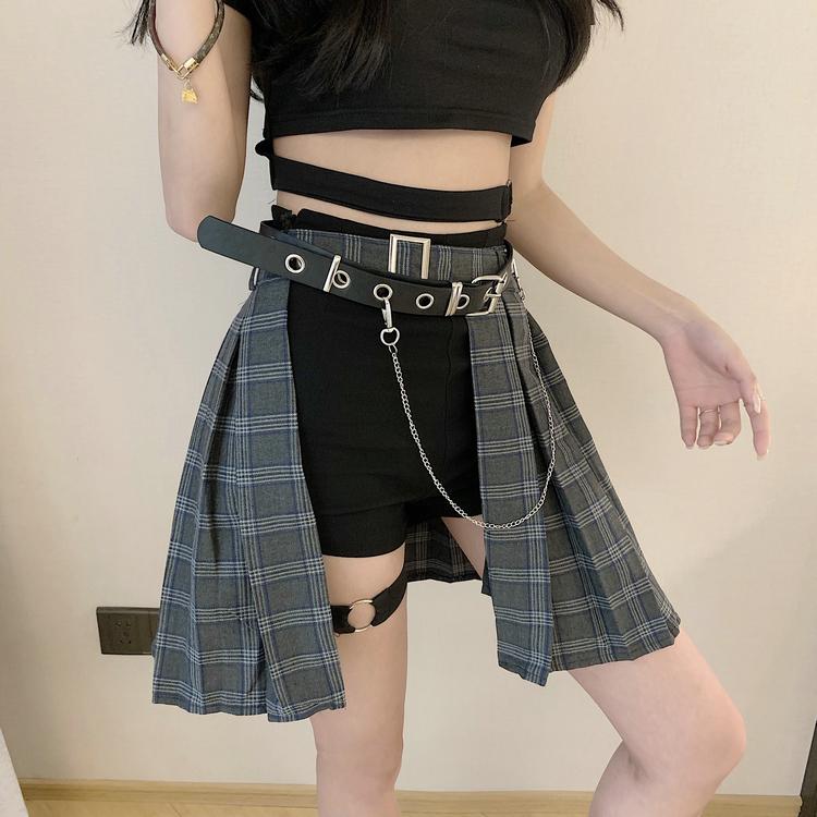 ショットパンツ レディース ミニ プリーツ スカート スリット スカパン