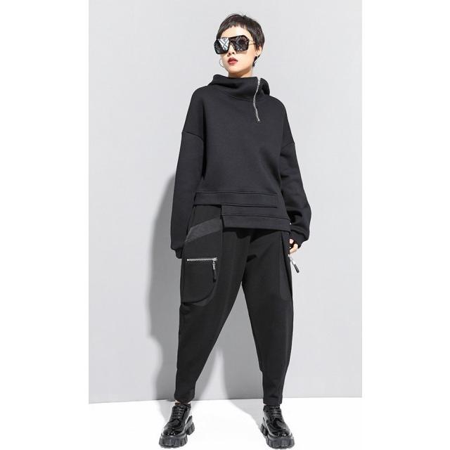 パーカー レディース トップス ハイネック トレーナー フード 長袖
