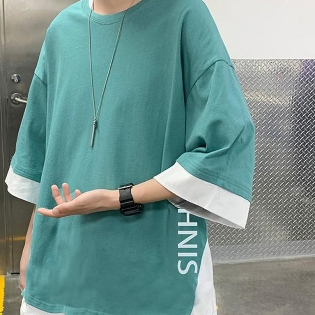 メンズ トップス シャツ ショート ストリート 韓国 ストリートロゴTシャツ ショート丈 半袖 白 黒 トップス ダンス