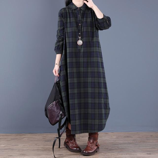 シャツワンピース ワンピース 長袖 秋 ロング丈 レディース 秋冬