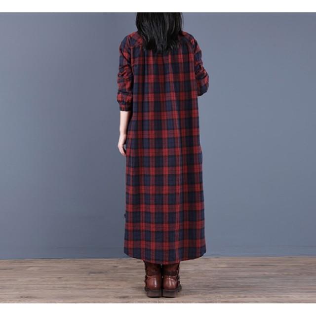 シャツワンピース ワンピース 長袖 秋 ロング丈 レディース 秋冬