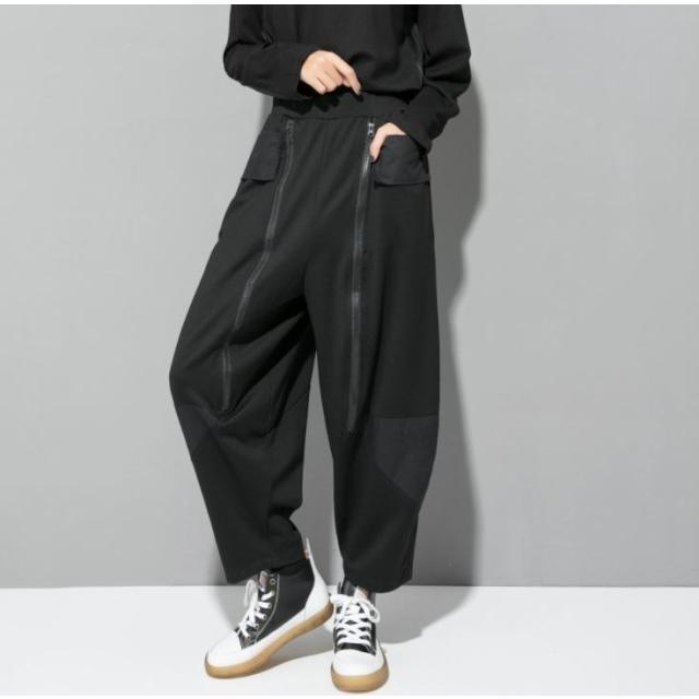 ハーレムパンツ レディース パンツ サルエルパンツ 個性的 モード系 黒