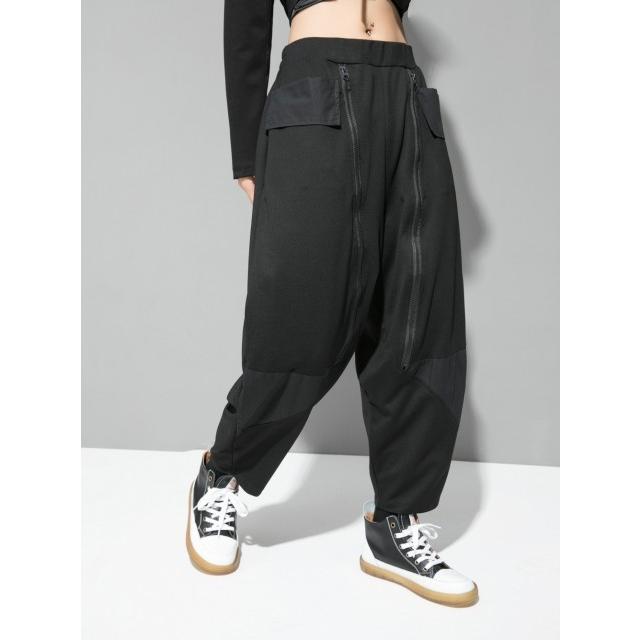 ハーレムパンツ レディース パンツ サルエルパンツ 個性的 モード系 黒