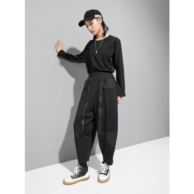 ハーレムパンツ レディース パンツ サルエルパンツ 個性的 モード系 黒