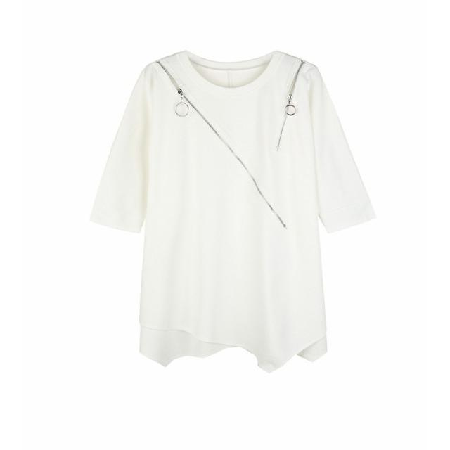 トップス レディース Tシャツ 半袖 デザイン シャツ モード系 個性的 不規則 アシンメトリー 大人 ゆったり おしゃれ 黒 韓国ファッション 春夏 |  | 13