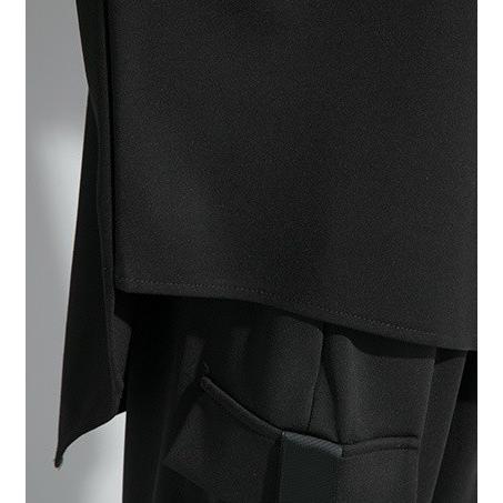 トップス レディース Tシャツ 半袖 デザイン シャツ モード系 個性的 不規則 アシンメトリー 大人 ゆったり おしゃれ 黒 韓国ファッション 春夏 |  | 11