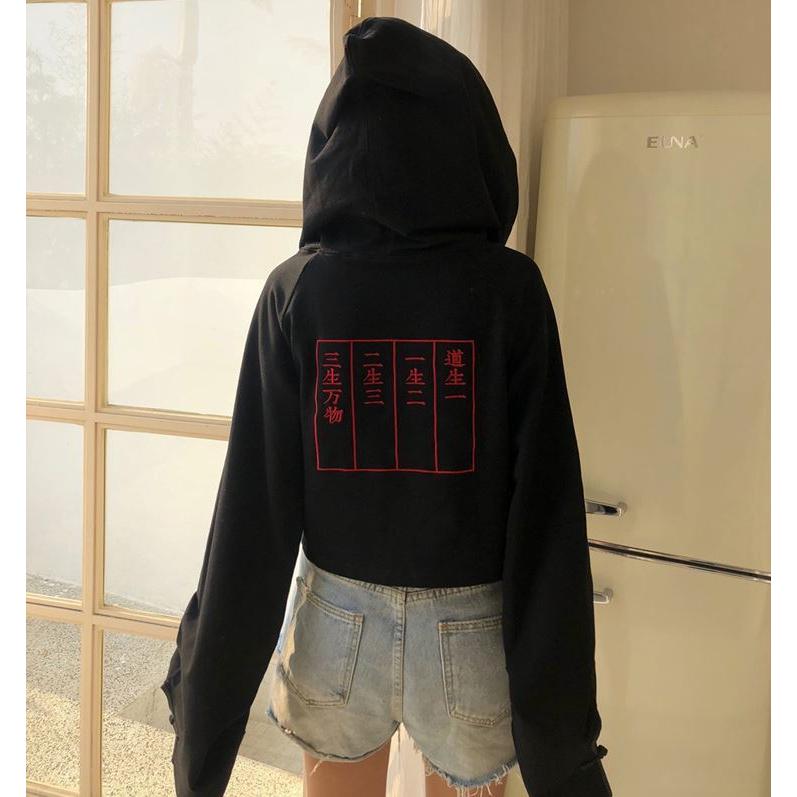 ❣️新作︎✿新品タグ付き❣️D.S. CLUB フード付きブラック パーカーL パーカー フード付き ショート丈 レディース トップス チャイナ