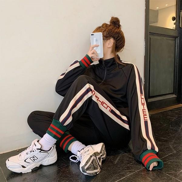 セットアップ ジャージ レディース 韓国 上下セット スポーツウェア 2点セット 長袖 スウエット ストリートファッション スエット パンツ ルームウェア | 