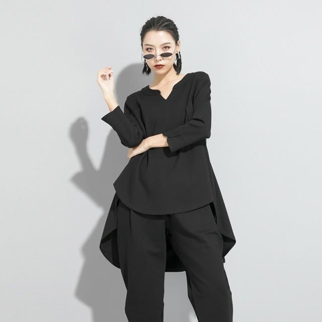 トップス レディース シャツ モード系 長袖 個性的 Tシャツ アシンメトリー ストリートファッション 黒 カジュアル きれいめ ルーズ 春秋 |  | 04