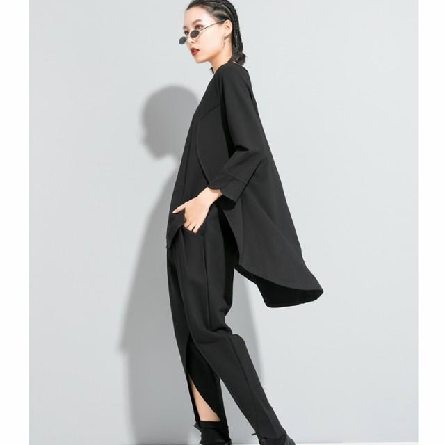 トップス レディース シャツ モード系 長袖 個性的 Tシャツ アシンメトリー ストリートファッション 黒 カジュアル きれいめ ルーズ 春秋 |  | 07