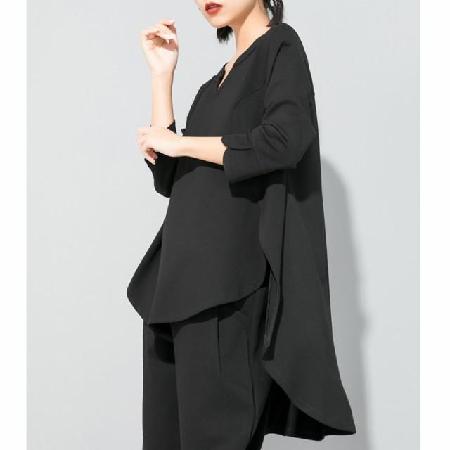 トップス レディース シャツ モード系 長袖 個性的 Tシャツ アシンメトリー ストリートファッション 黒 カジュアル きれいめ ルーズ 春秋 |  | 08