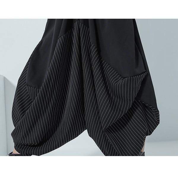 センソユニコ 萌 モユルアシンメトリー黒サルエルパンツ ブラック M〜L