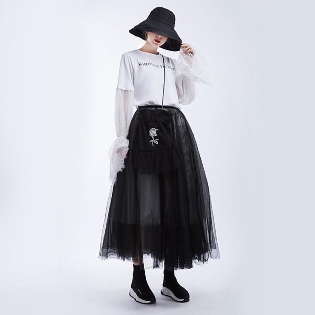 チュールスカート レディース 個性的 不規則 スカート アシンメトリー