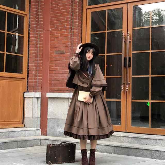 ロング ワンピース マント ケープ ネクタイ セット 制服 アイドル衣装