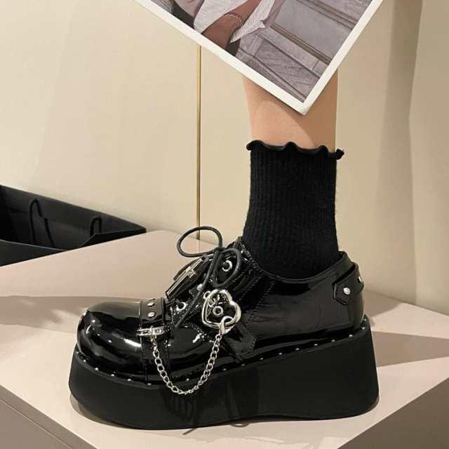 パンプス レディース 厚底 パンク ゴシック ロリータ ラウンドトゥ